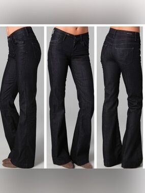 CITIZEN OF HUMANITY MID RISE HUTTON WIDE LEG FLARE DARK WASH SIZE 30 Inseam 34